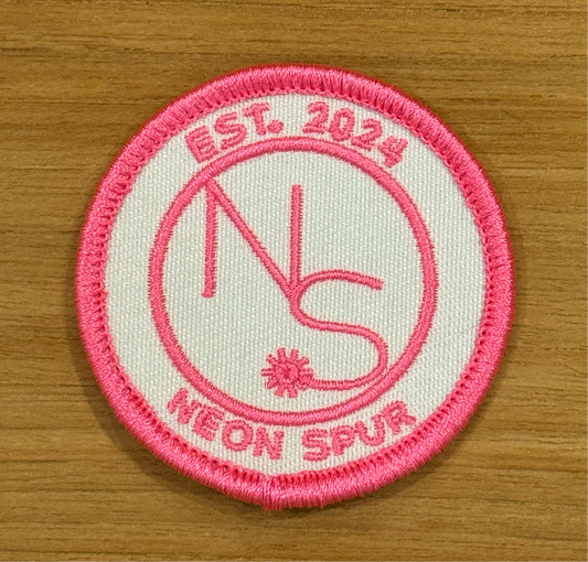 Neon Spur 2” Round Logo Self-Adhesive Hat Patch - Neon Pink