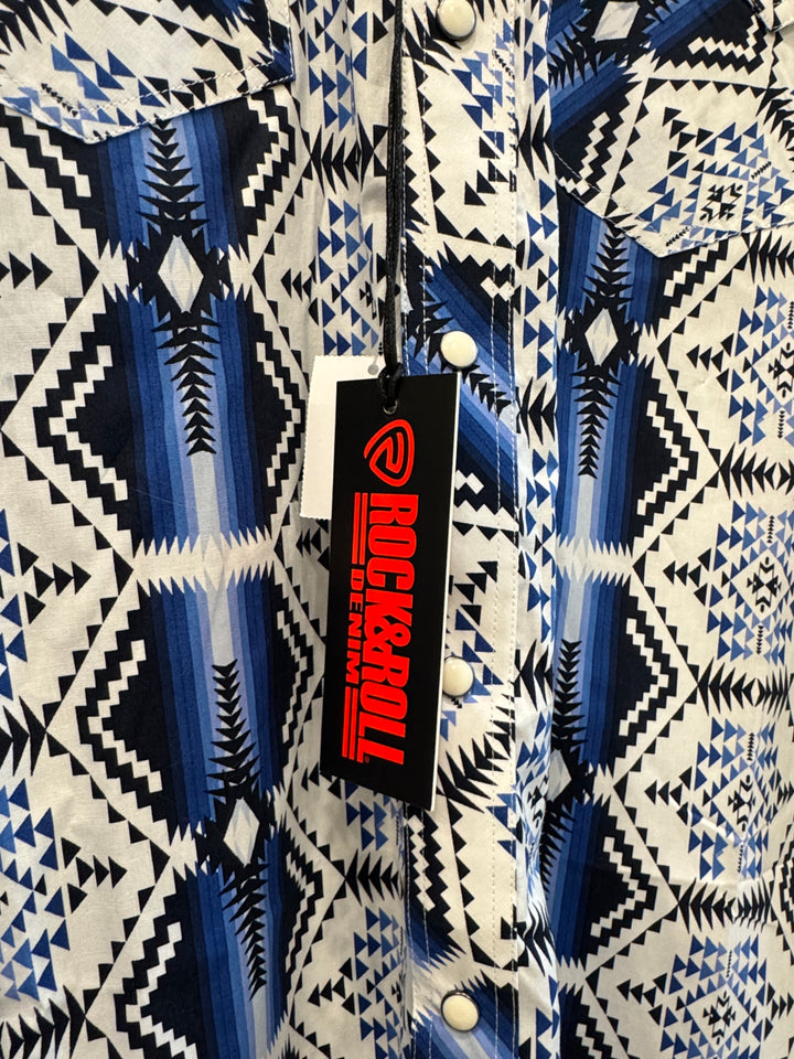 Rock & Roll Denim Mens Modern Fit Aztec Snap Shirt