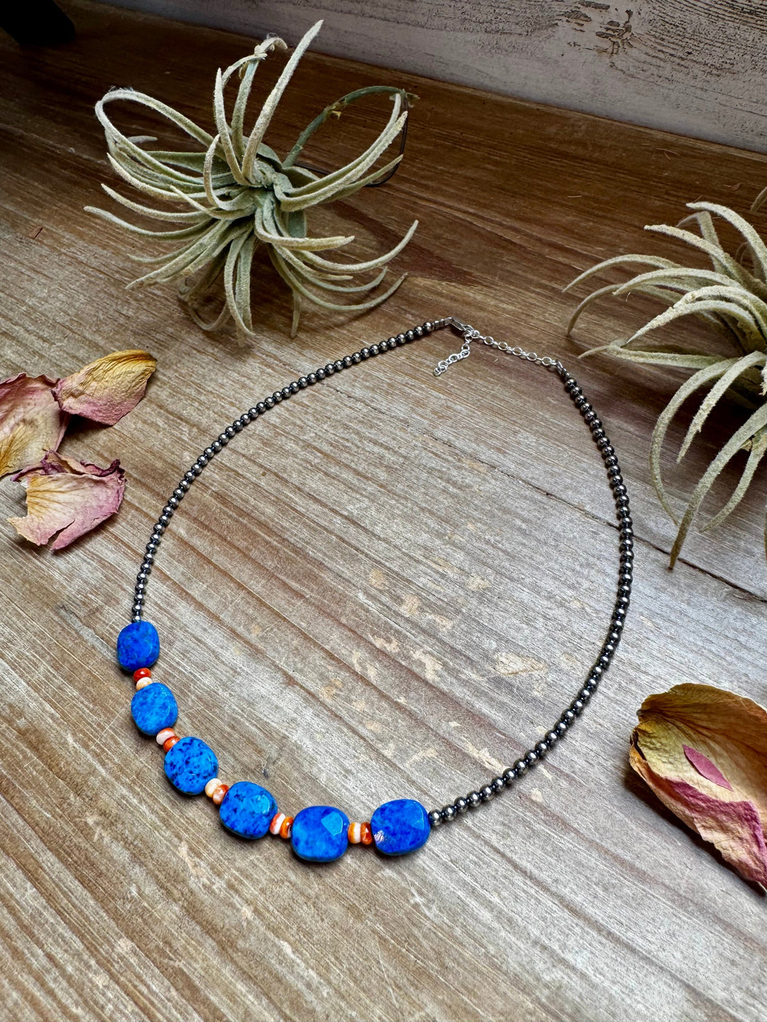 Sterling Silver & Spiny Oyster Choker with Lapis Necklace The Bijoux FAB Jewelry