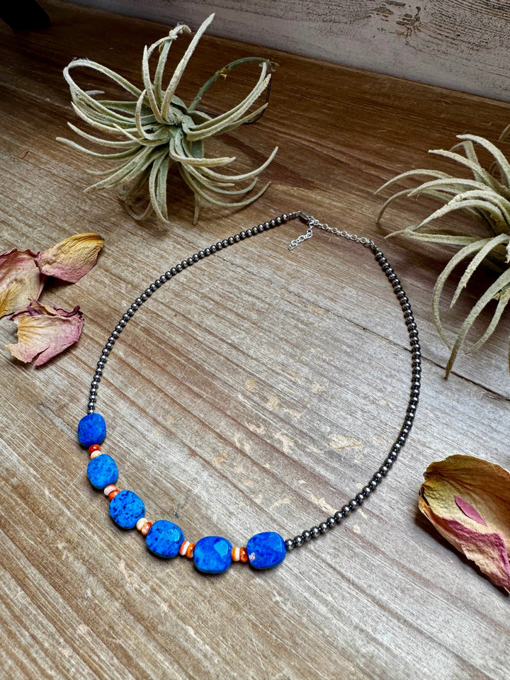 Sterling Silver & Spiny Oyster Choker with Lapis Necklace The Bijoux FAB Jewelry
