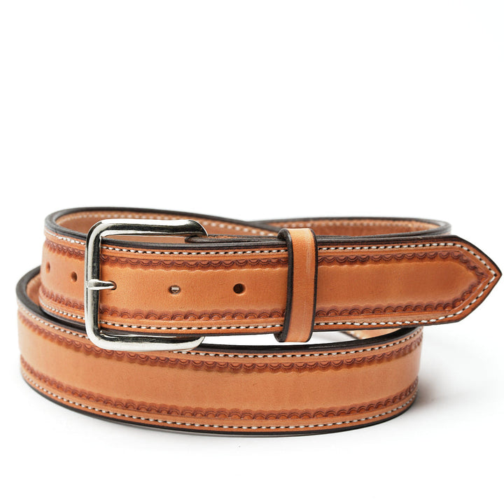 Saddle Tan Smooth Border Leather Belt