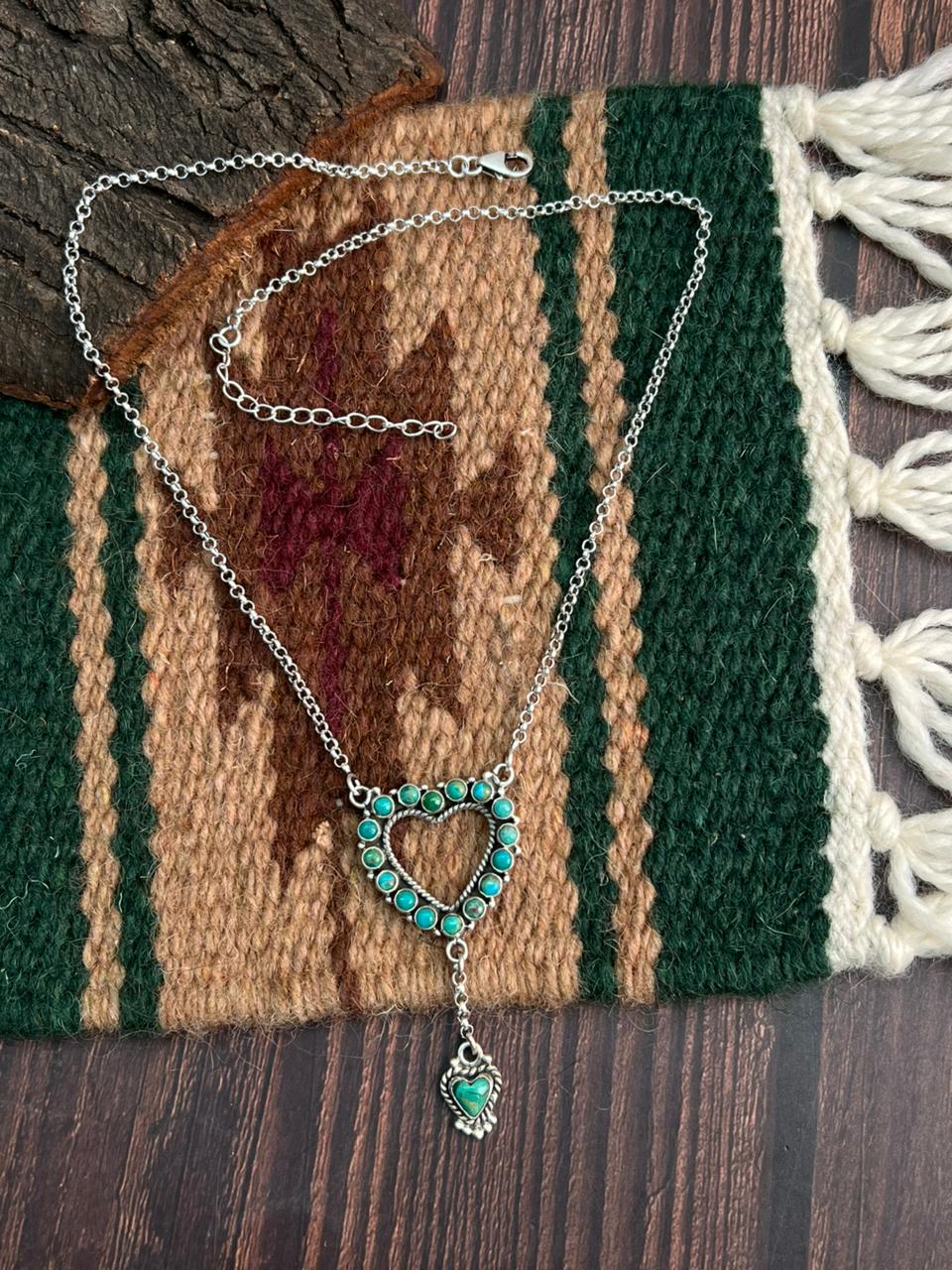 "Heart Collection" Handmade Sterling Silver Kingman Turquoise Necklace