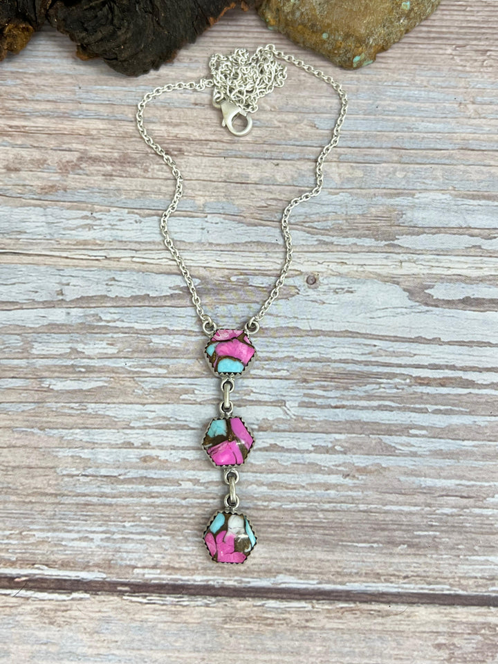 Handmade Sterling Silver Cotton Candy Turquoise Necklace