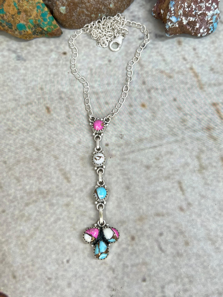 Handmade Sterling Silver Cotton Candy Turquoise Necklace