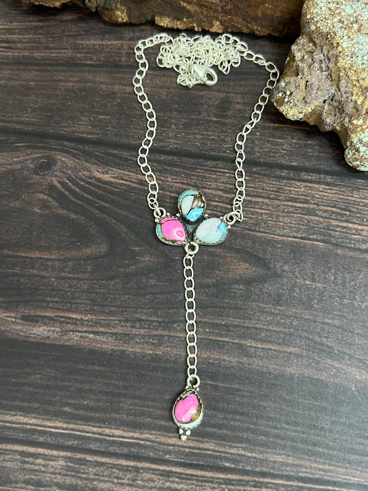 Handmade Sterling Silver Cotton Candy Turquoise Necklace