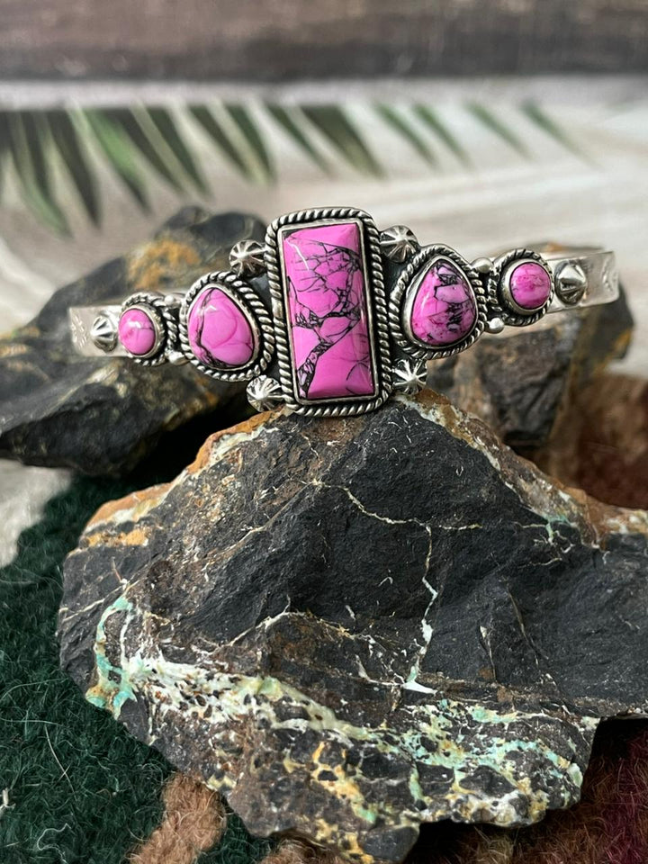 Handmade Sterling Silver Cherry Blossom Cuff Bracelet