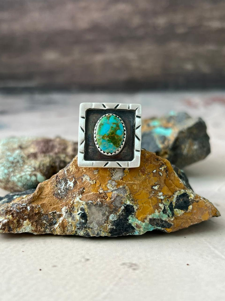Handmade Sterling Silver Sonoran Mountain Turquoise Adjustable Ring