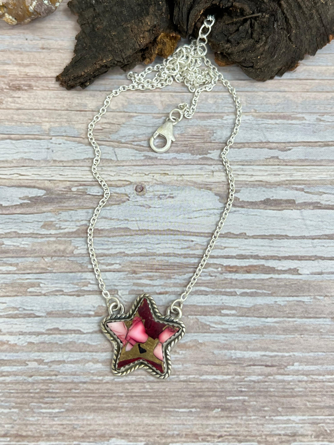 Handmade Sterling Silver Dahlia Rose Star Necklace with Signed Nizhoni Nizhoni Traders LLC