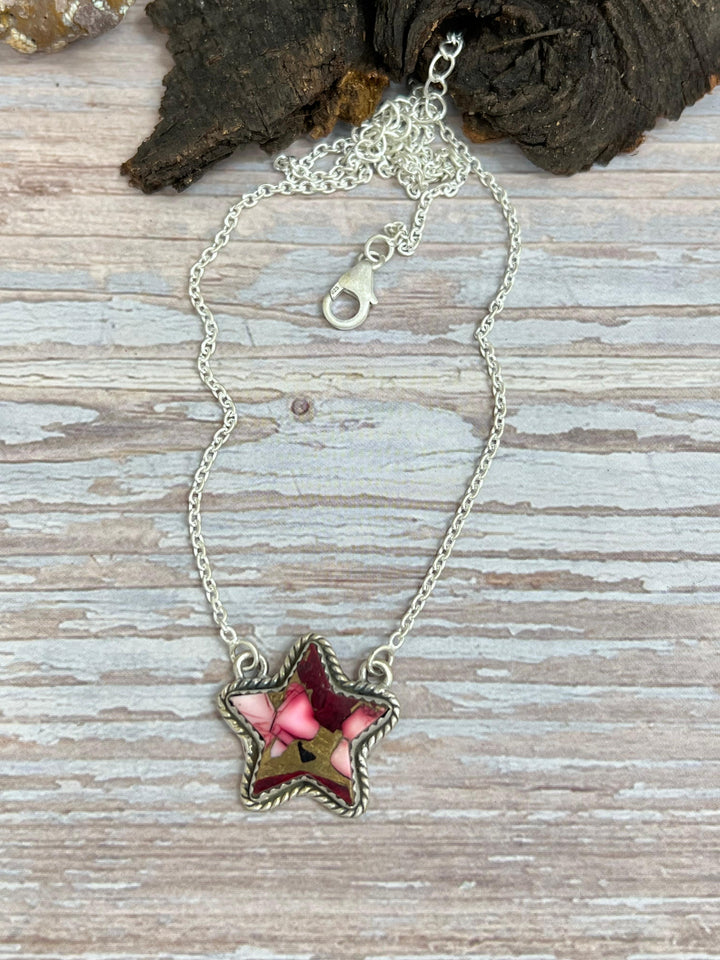 Handmade Sterling Silver Dahlia Rose Star Necklace with Signed Nizhoni Nizhoni Traders LLC