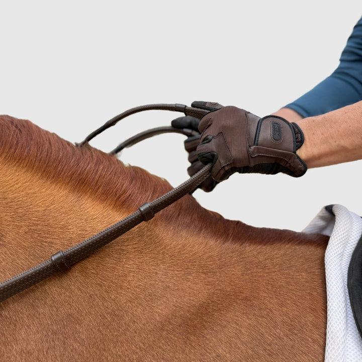 Super Grip Reins -Heavy Rubber Rein for Ultimate Grip- Hand Stops 5" (13cm) Apart CorrectConnect