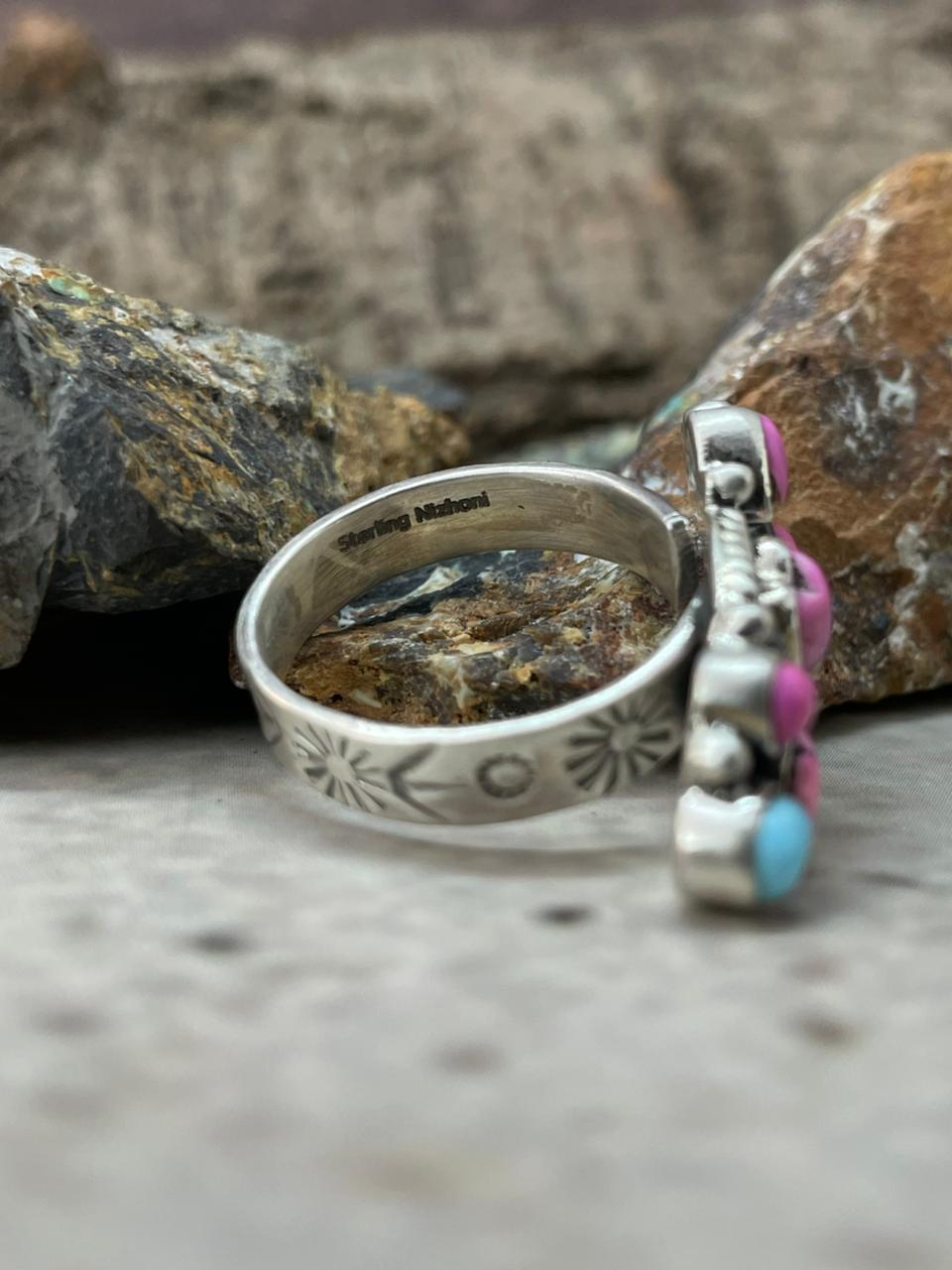 "Heart Collection" Handmade Sterling Silver Cotton Candy Adjustable Ring