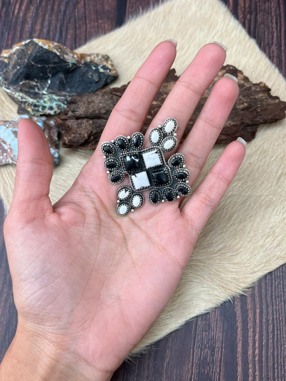 Handmade Sterling Silver White Buffalo Adjustable Ring