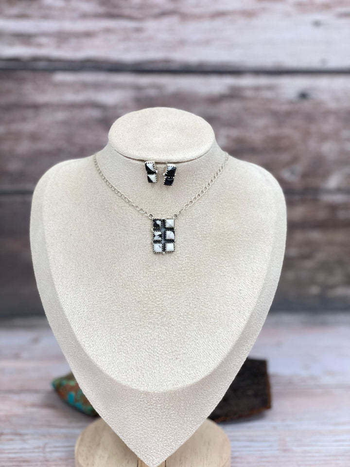 White Buffalo Sterling Silver Necklace & Earrings Set