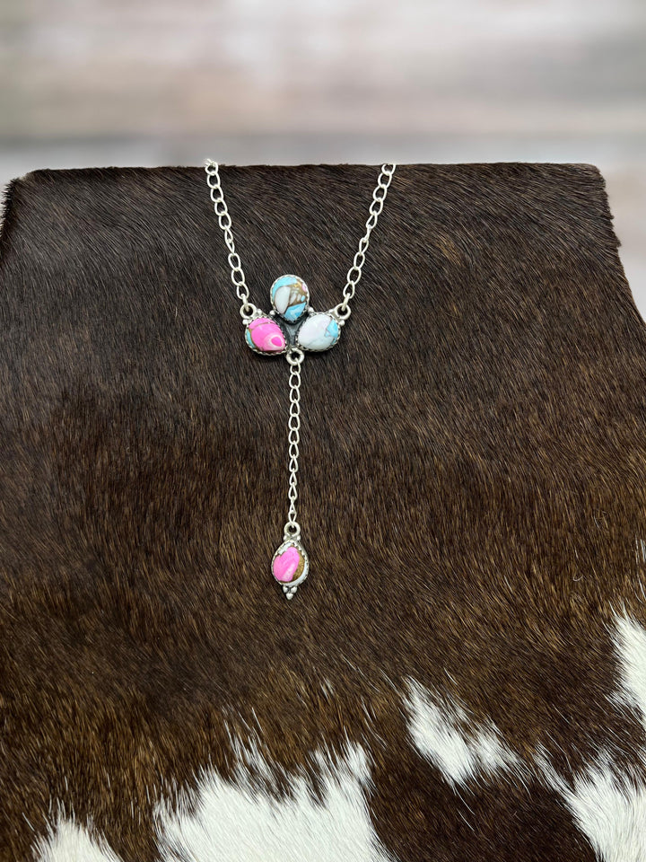 Handmade Sterling Silver Cotton Candy Turquoise Necklace