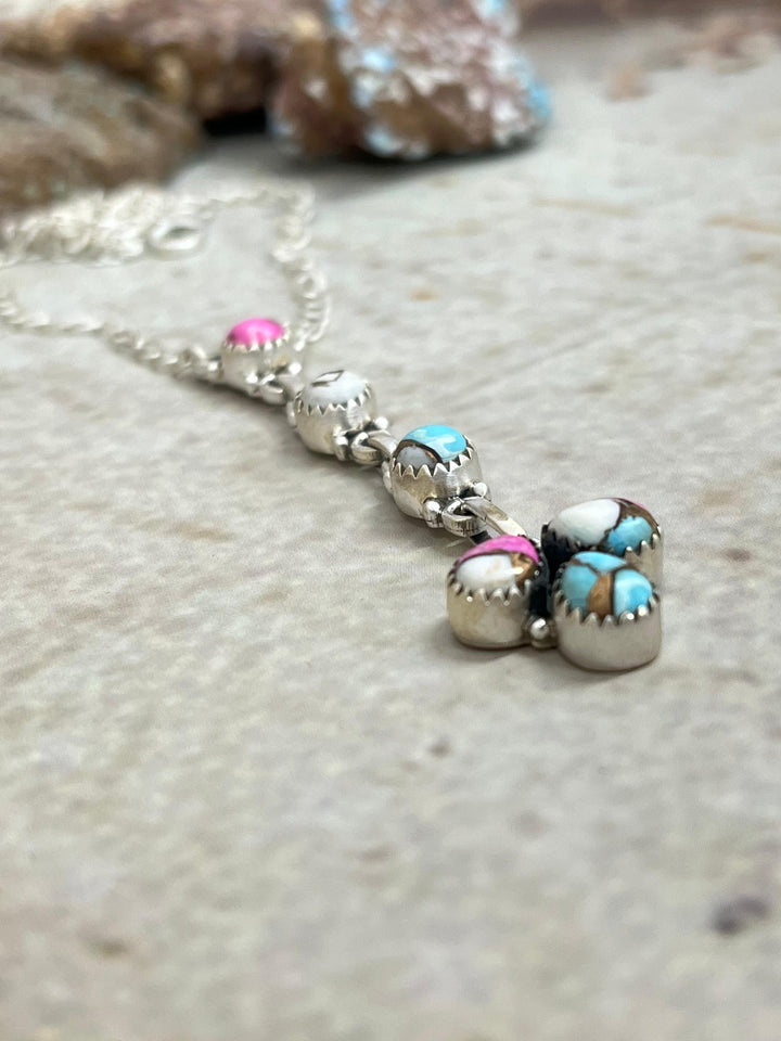 Handmade Sterling Silver Cotton Candy Turquoise Necklace
