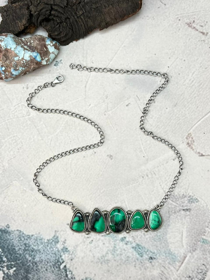 Handmade Sterling Silver Emerald Rose Necklace