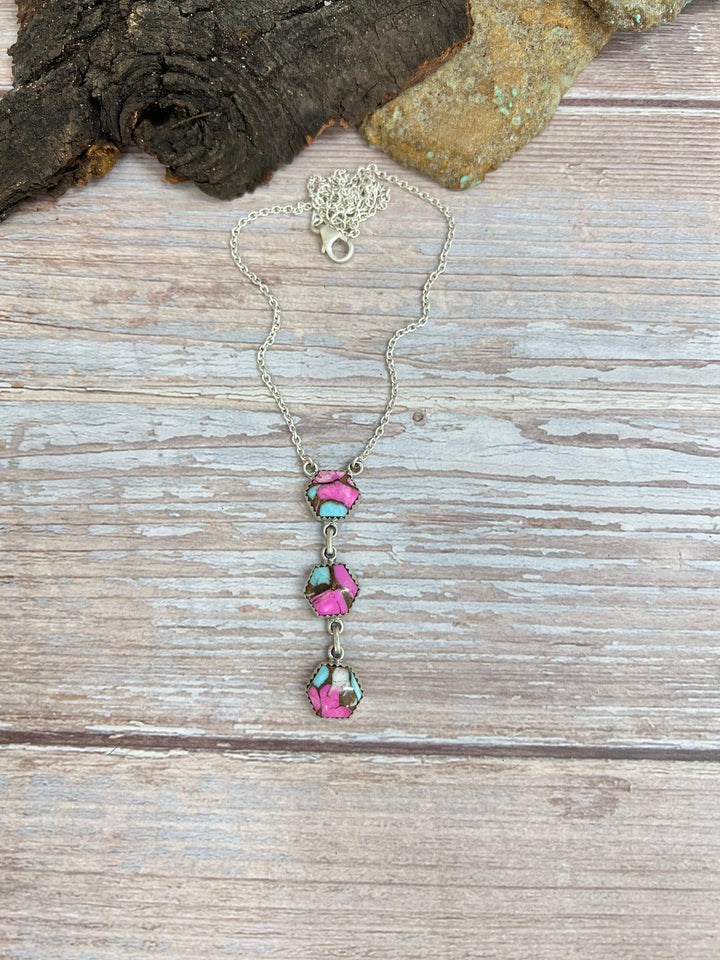 Handmade Sterling Silver Cotton Candy Turquoise Necklace