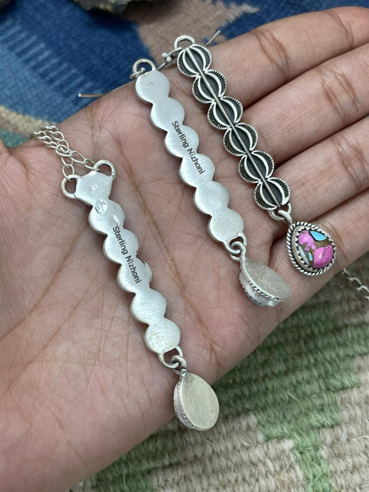 Handmade Sterling Silver Cotton Candy Necklace & Earrings Set