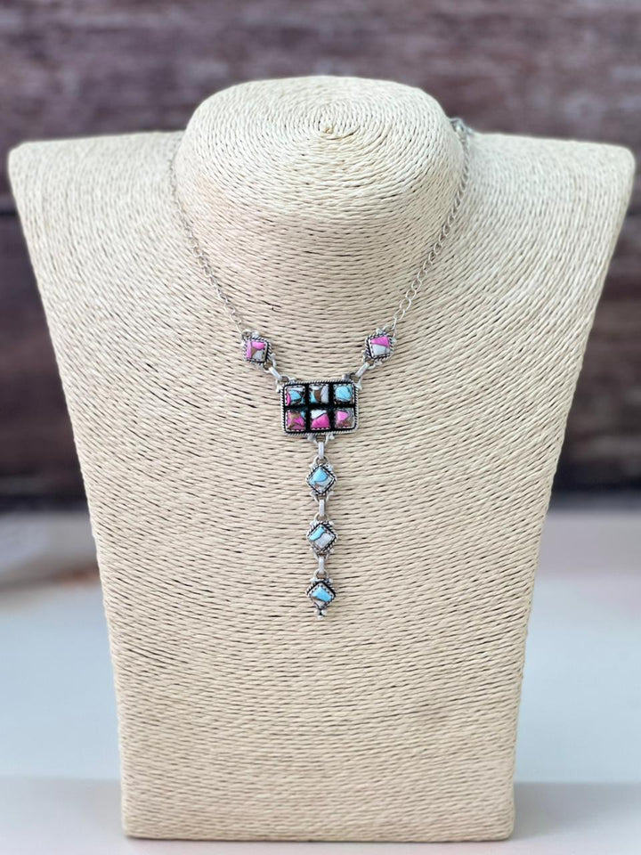 Handmade Sterling Silver Cotton Candy Drop Necklace