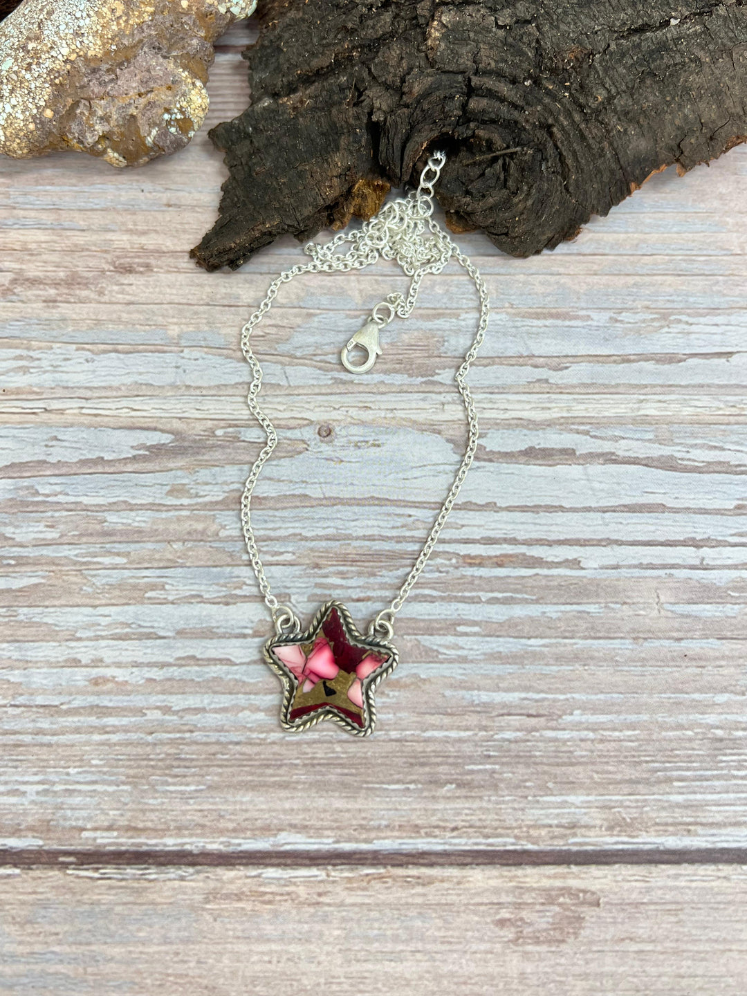 Handmade Sterling Silver Dahlia Rose Star Necklace with Signed Nizhoni Nizhoni Traders LLC