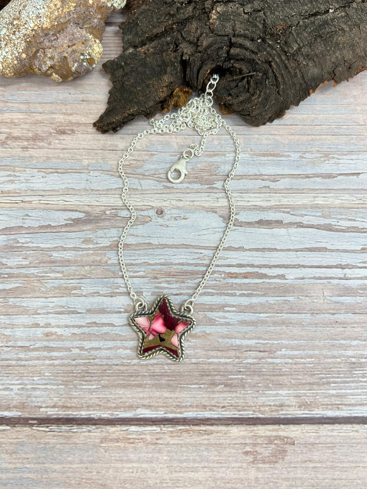 Handmade Sterling Silver Dahlia Rose Star Necklace with Signed Nizhoni Nizhoni Traders LLC