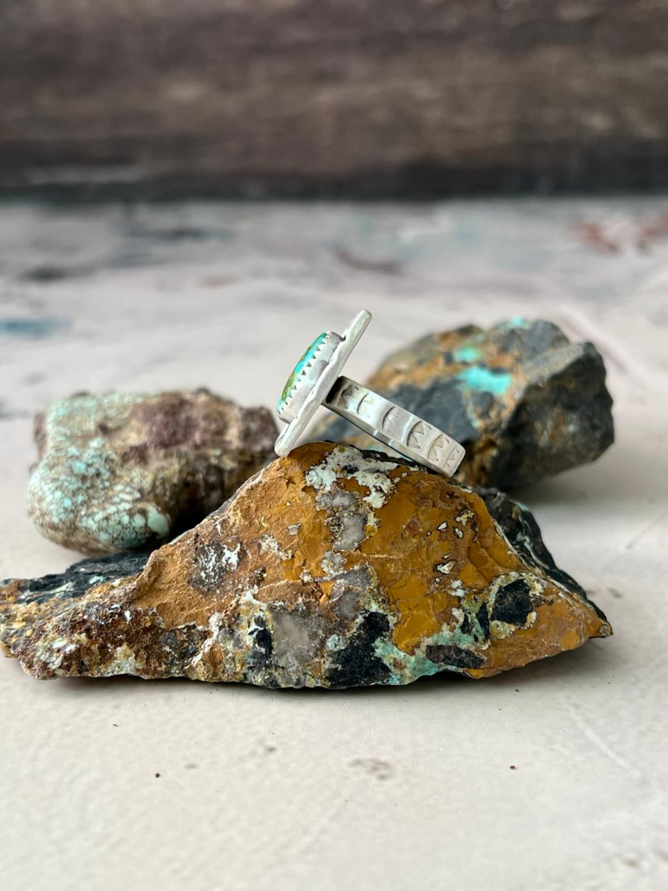 Handmade Sterling Silver Sonoran Mountain Turquoise Adjustable Ring