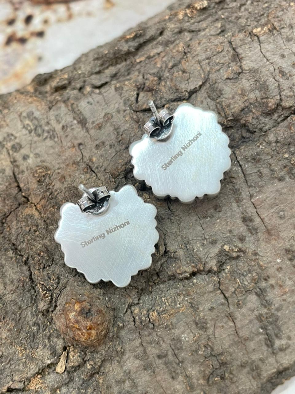 "Heart Collection" Handmade Sterling Silver Kingman Turquoise Post Studs Earrings