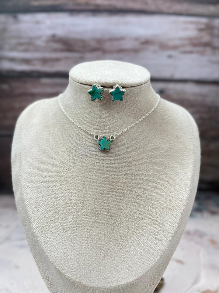 Handmade Sterling Silver Kingman Turquoise Necklace Earrings Set