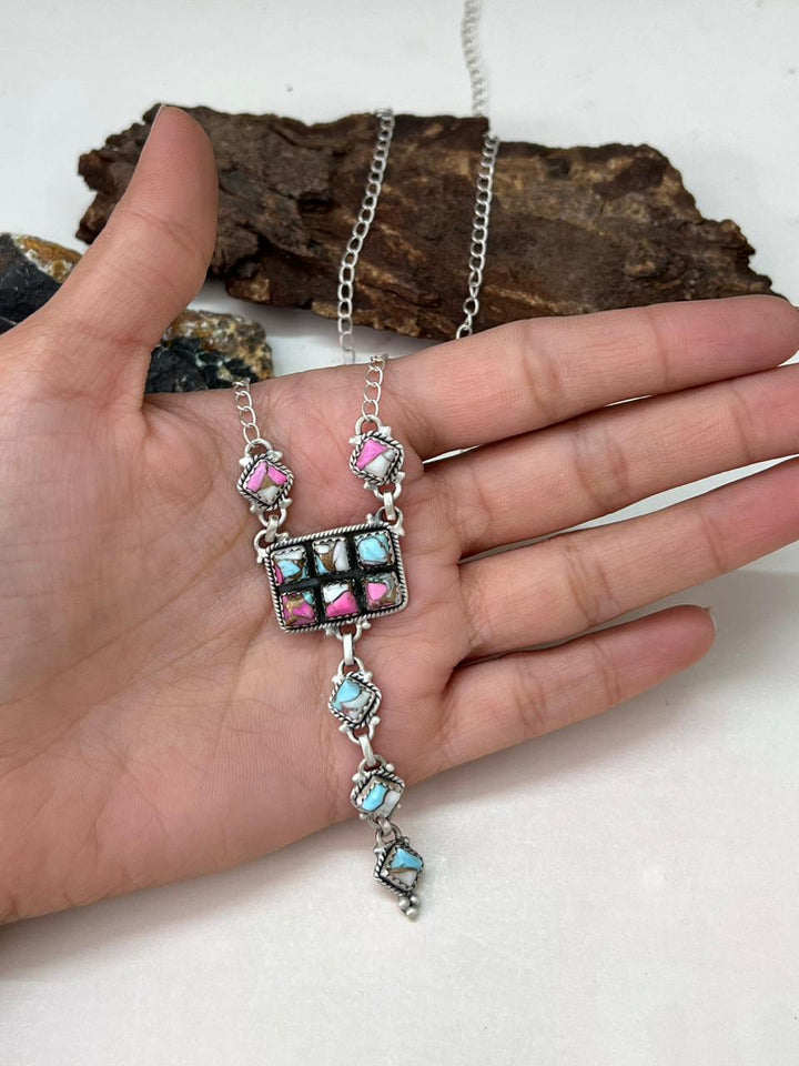 Handmade Sterling Silver Cotton Candy Drop Necklace