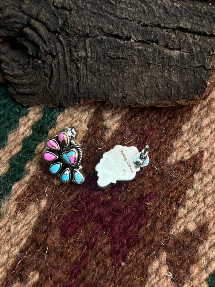 "Heart Collection" Handmade Sterling Silver Cotton Candy Post Studs Earrings