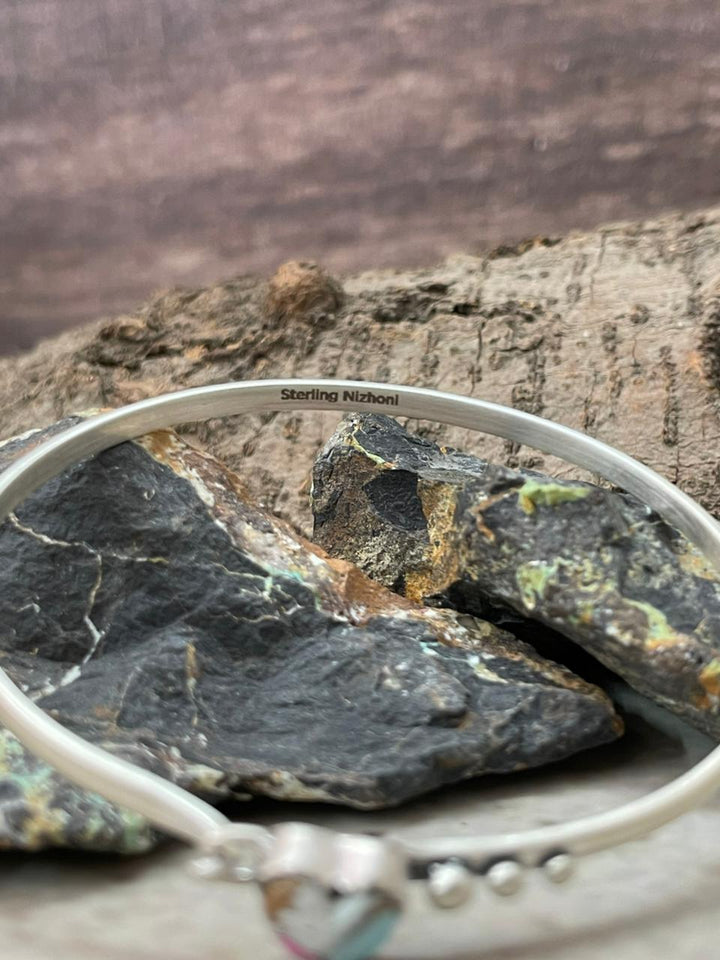 "Heart Collection" Handmade Sterling Silver Cotton Candy TurquoiseBracelet