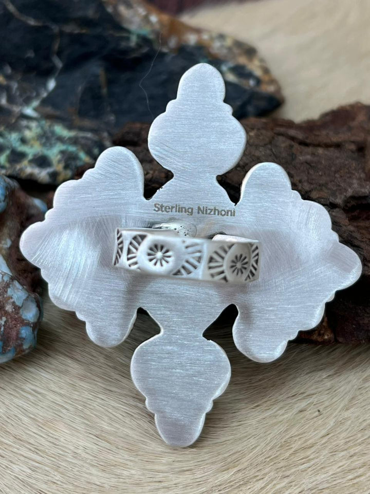 Handmade Sterling Silver White Buffalo Adjustable Ring