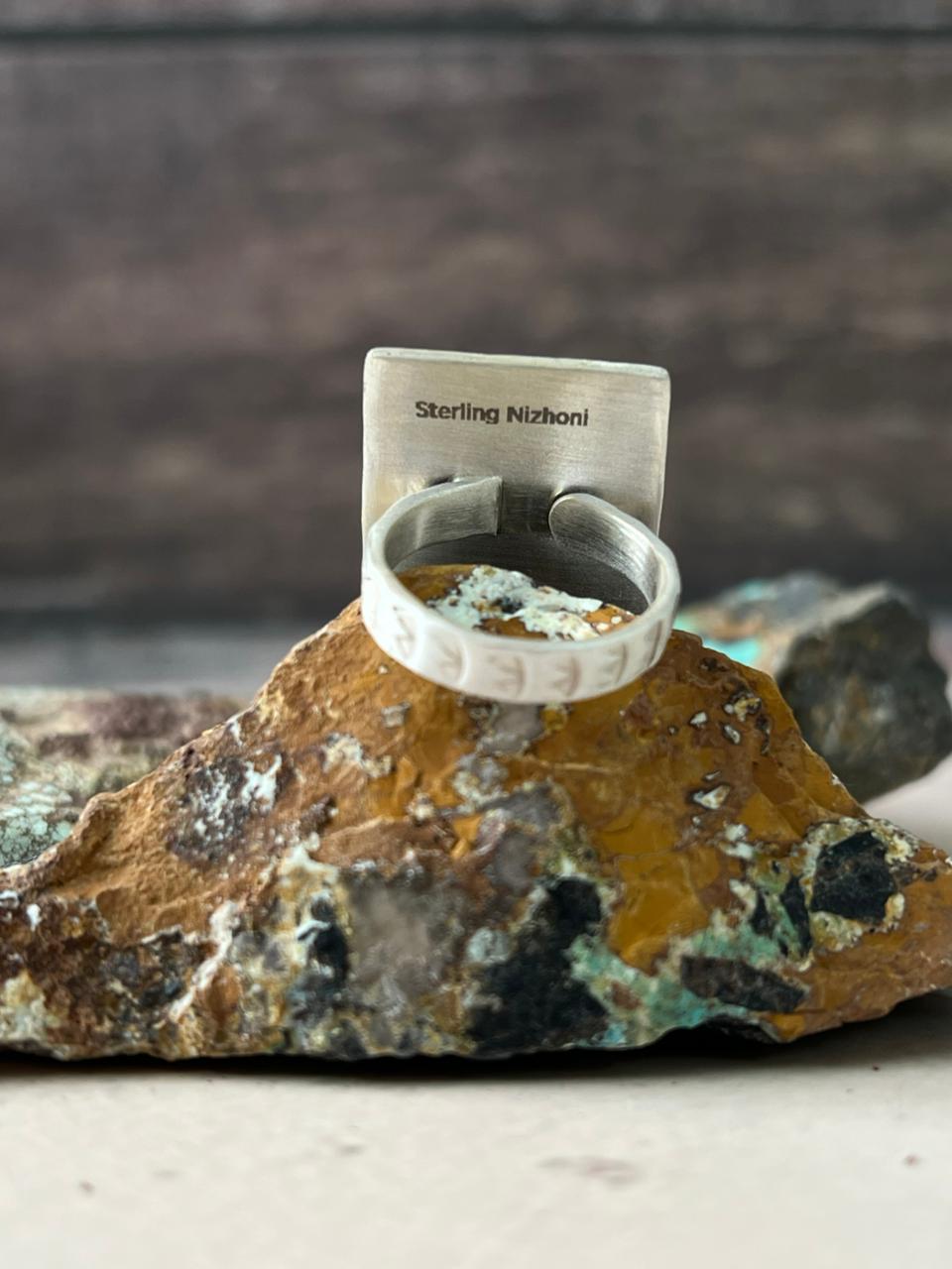 Handmade Sterling Silver Sonoran Mountain Turquoise Adjustable Ring