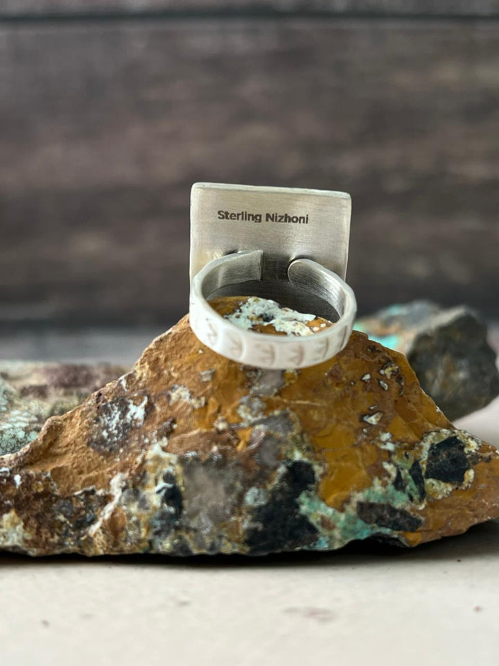 Handmade Sterling Silver Sonoran Mountain Turquoise Adjustable Ring