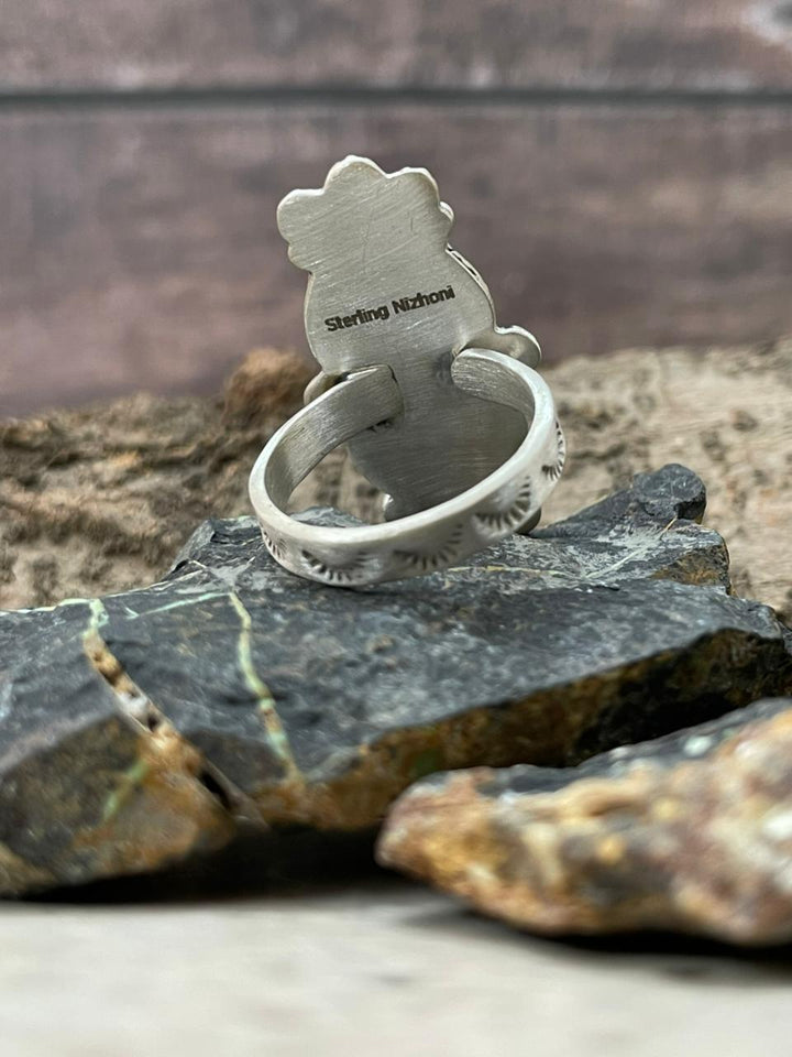 "Heart Collection" Handmade Sterling Silver Cotton Candy TurquoiseAdjustable Ring