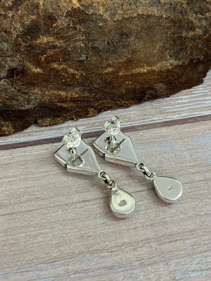 Handmade Sterling Silver Cotton Candy Turquoise Dangle Earrings