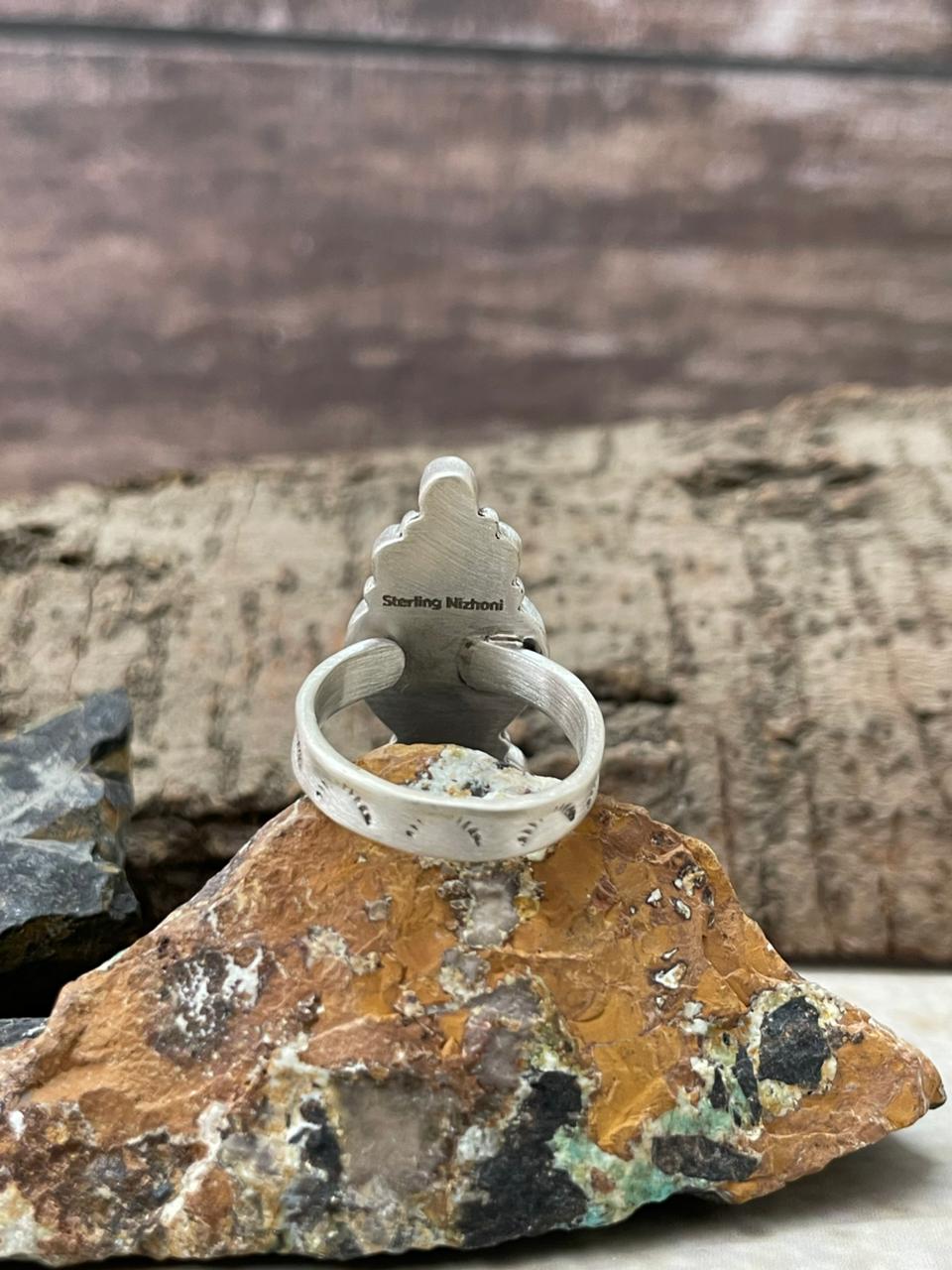 "Heart Collection" Handmade Sterling Silver Cotton Candy TurquoiseAdjustable Ring