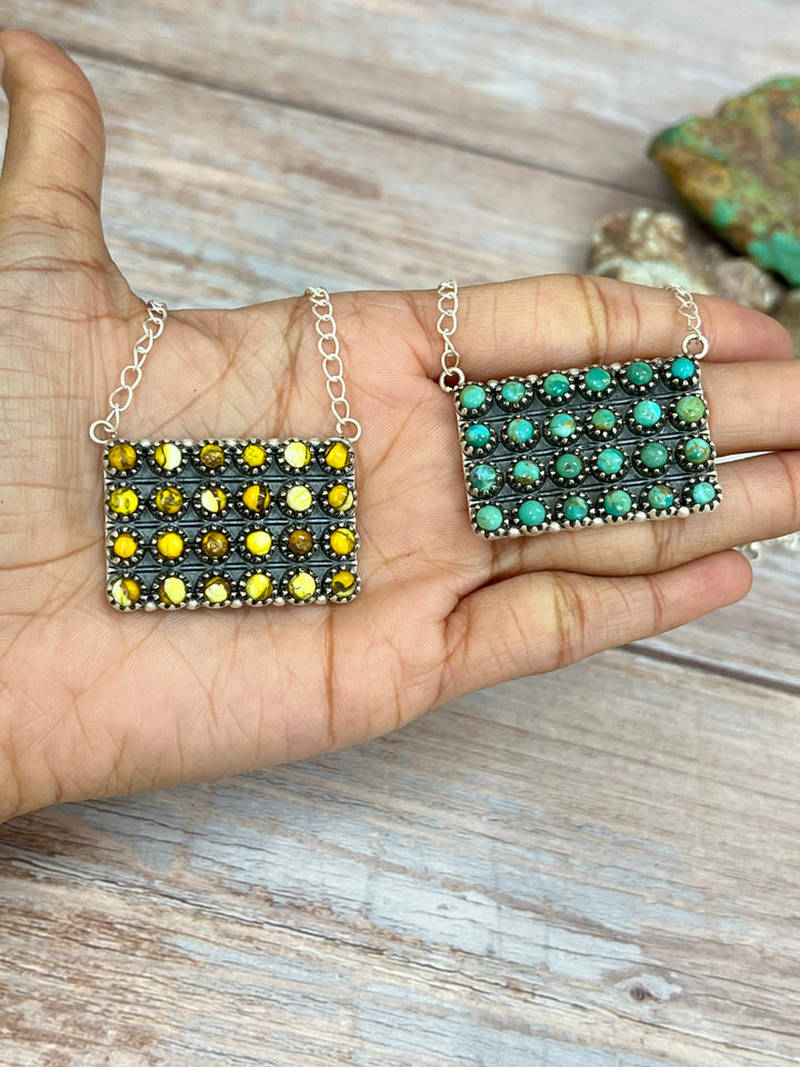 Handmade Sterling Silver Multi Stone Bar Necklace