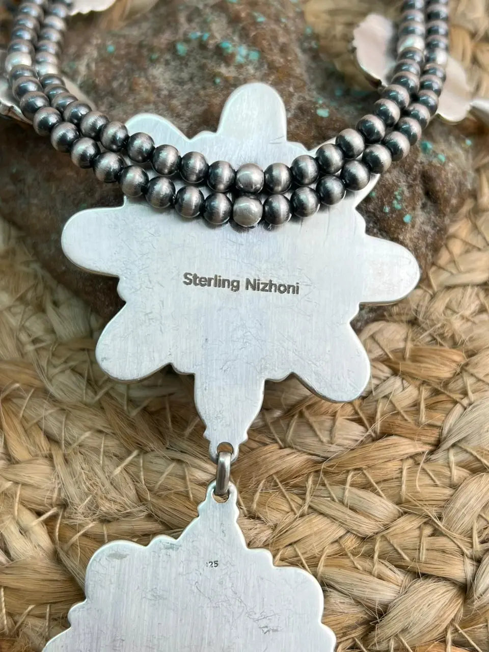 Handmade Sterling Silver Beaded Blossom Cotton Candy Necklace "Signed Nizhoni" Nizhoni Traders LLC