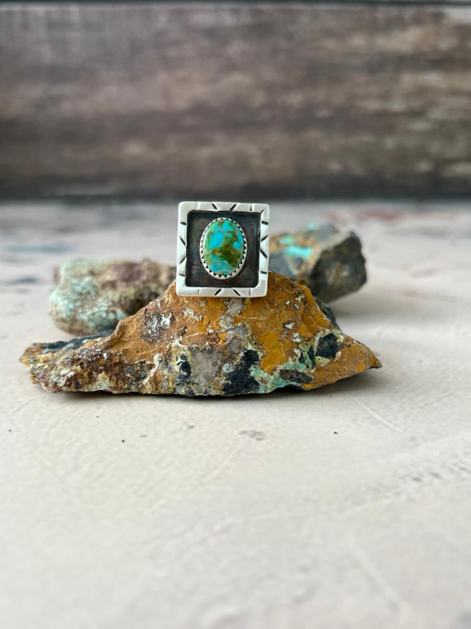 Handmade Sterling Silver Sonoran Mountain Turquoise Adjustable Ring