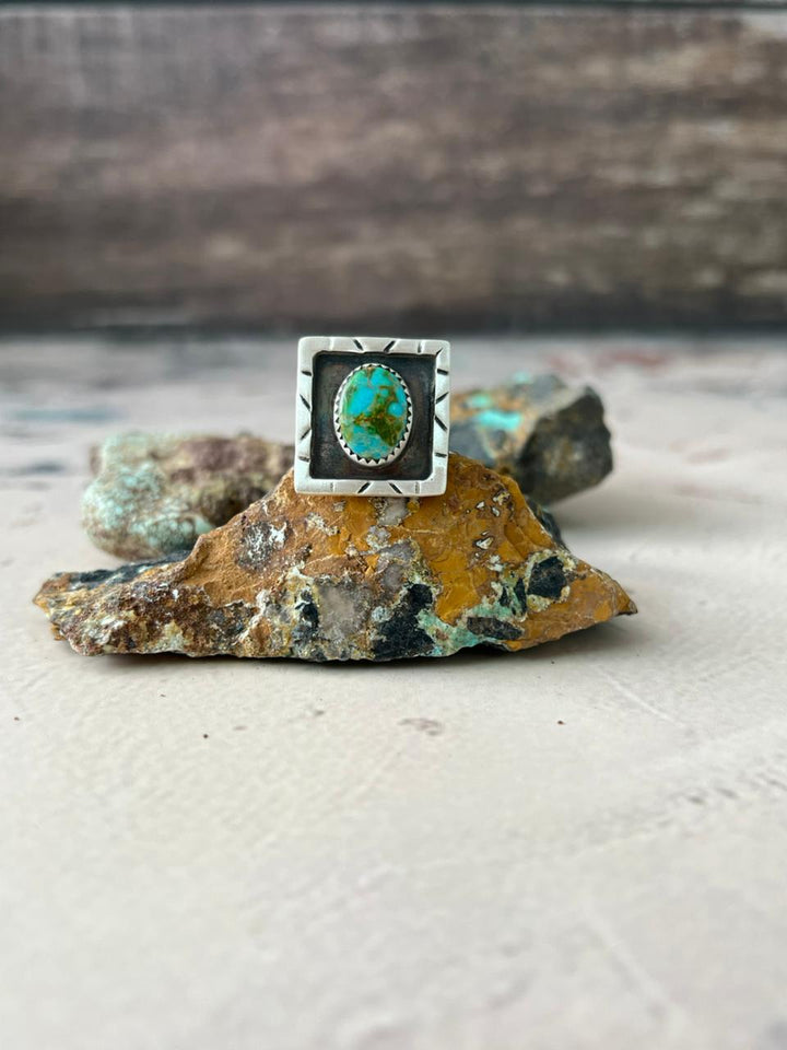 Handmade Sterling Silver Sonoran Mountain Turquoise Adjustable Ring