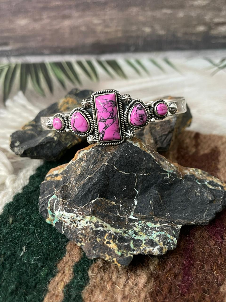 Handmade Sterling Silver Cherry Blossom Cuff Bracelet