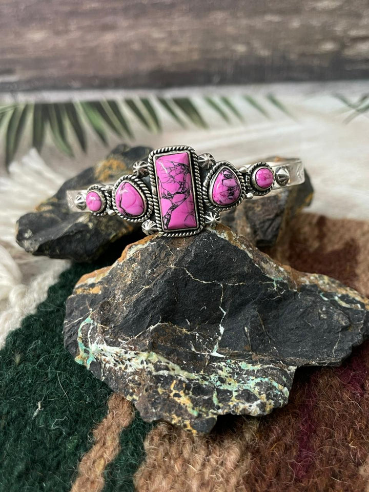 Handmade Sterling Silver Cherry Blossom Cuff Bracelet