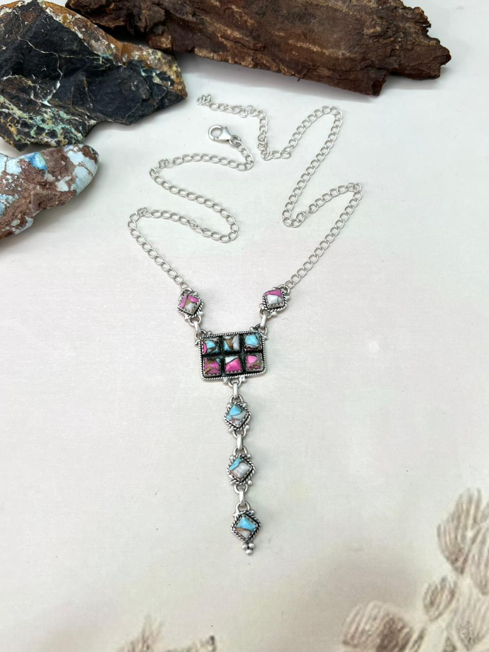 Handmade Sterling Silver Cotton Candy Drop Necklace