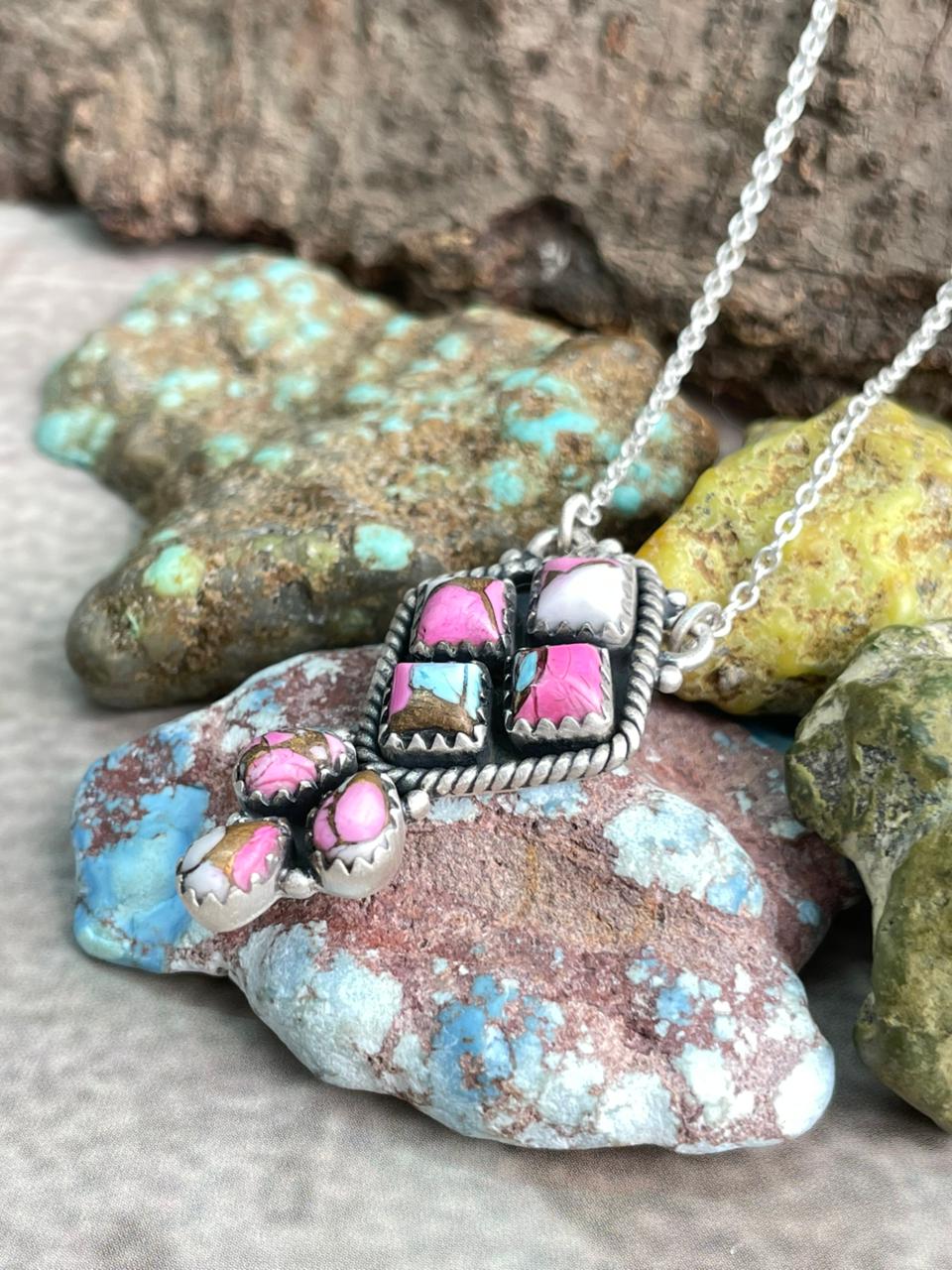 Handmade Sterling Silver Cotton Candy Necklace