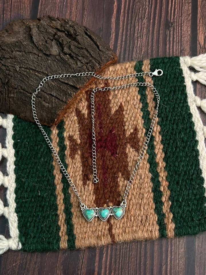 "Heart Collection" Handmade Sterling Silver Kingman Turquoise Necklace