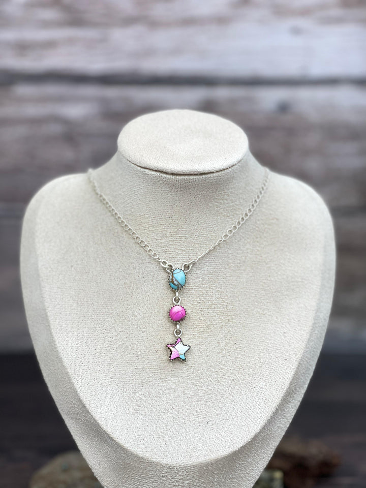 Handmade Sterling Silver Cotton Candy Necklace Signed Nizhoni