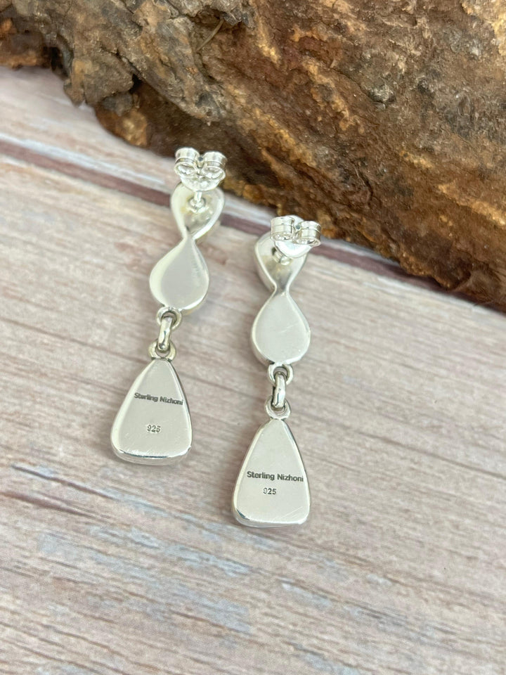 Handmade Sterling Silver Cotton Candy Turquoise Dangle Earrings