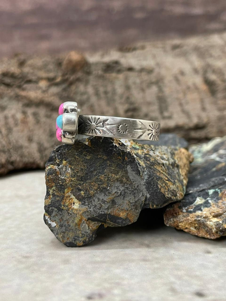 "Heart Collection" Handmade Sterling Silver Cotton Candy Adjustable Ring