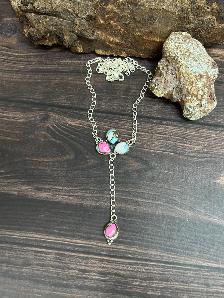 Handmade Sterling Silver Cotton Candy Turquoise Necklace